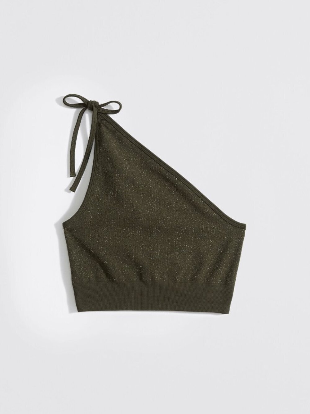 NWT Filippa K Asymmetric Lurex Top Dark Forest Green One Shoulder M/L $165